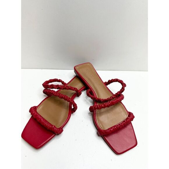 Who What Wear Sandals Womens Size 7 Red Faux Leather Square Toe Slip On Shoes - Picture 4 of 6